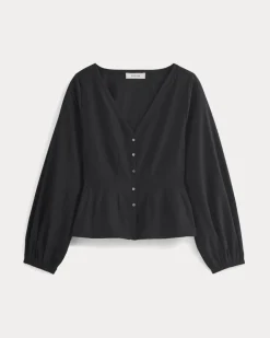 Balloon Sleeve Top in Cotton Silk