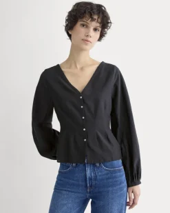 Balloon Sleeve Top in Cotton Silk