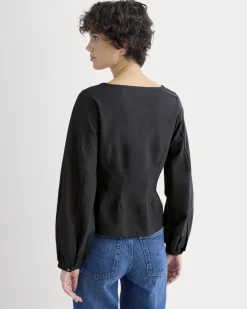 Balloon Sleeve Top in Cotton Silk