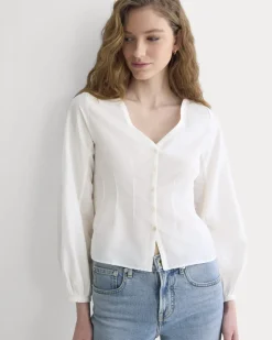 Balloon Sleeve Top in Cotton Silk