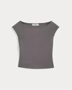 Boatneck Cap-Sleeve Top in Butterknit