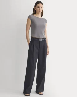 Boatneck Cap-Sleeve Top in Butterknit