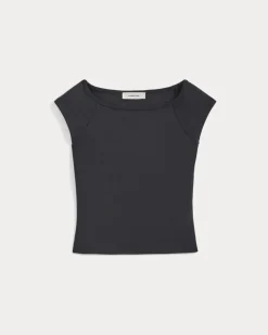 Boatneck Cap-Sleeve Top in Butterknit