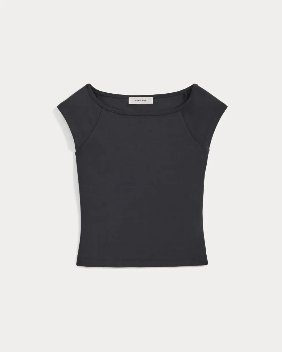 Boatneck Cap-Sleeve Top in Butterknit