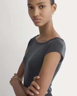 Boatneck Cap-Sleeve Top in Butterknit