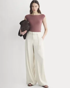 Boatneck Cap-Sleeve Top in Butterknit