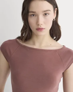 Boatneck Cap-Sleeve Top in Butterknit