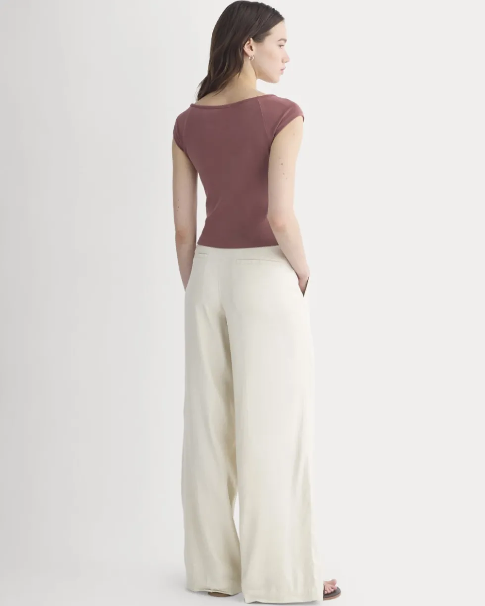 Boatneck Cap-Sleeve Top in Butterknit