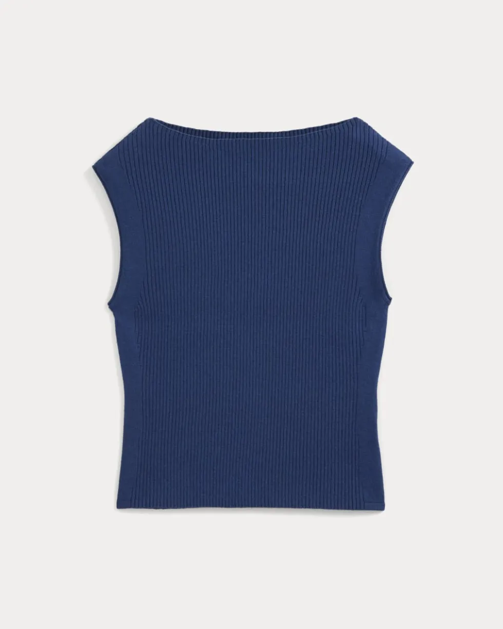 Boat-Neck Ribbed Knit
