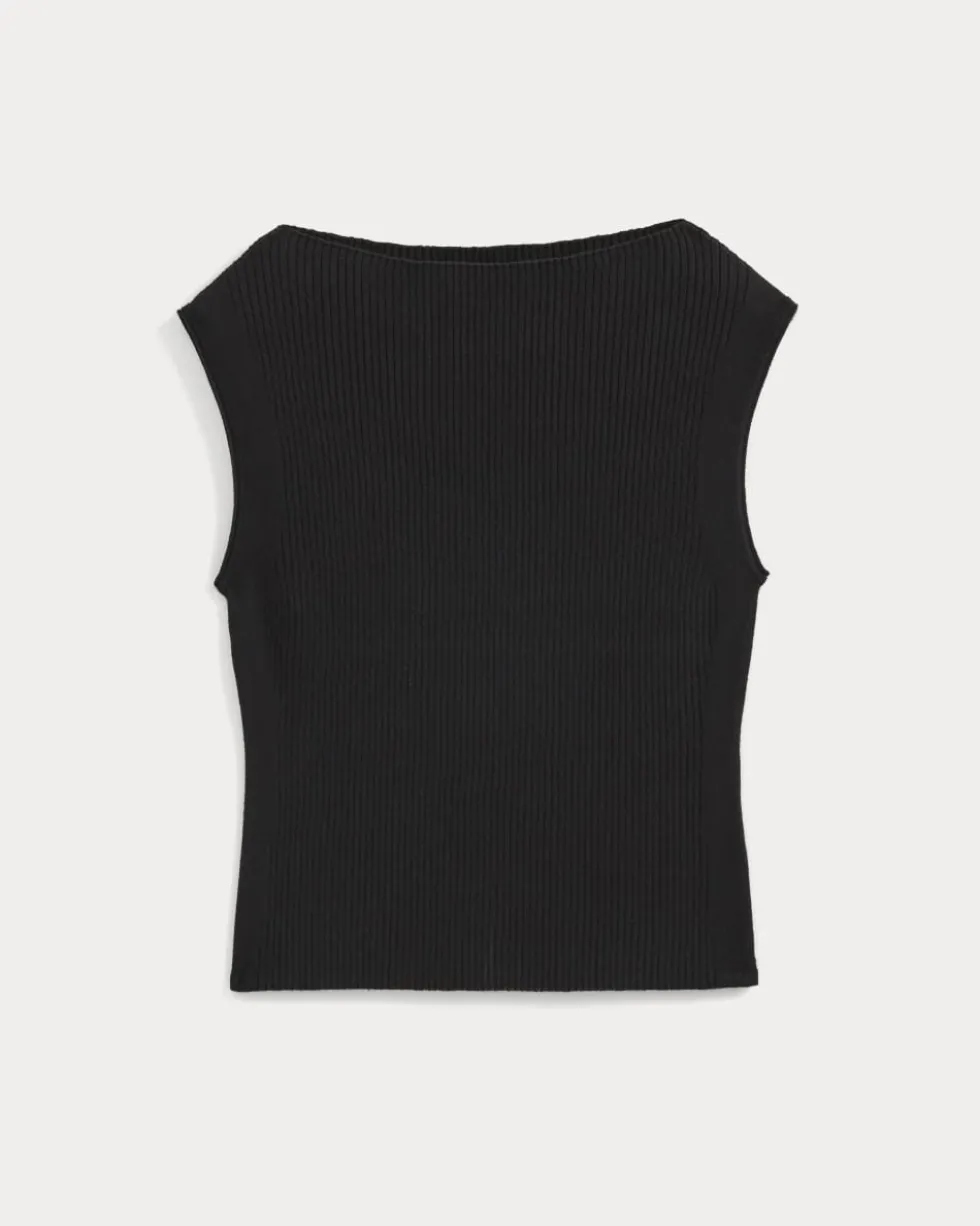 Boat-Neck Ribbed Knit