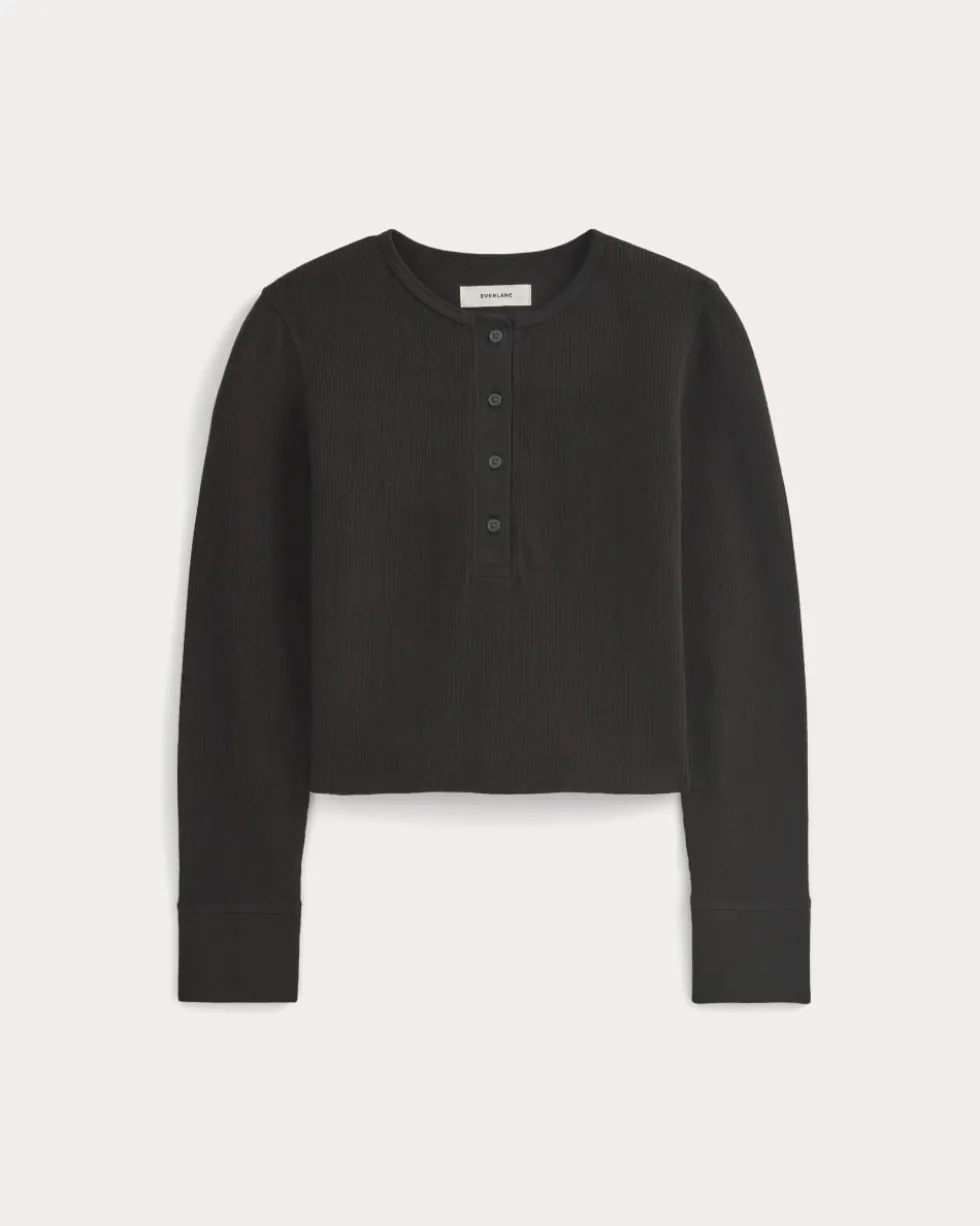 Boxy Henley in Cozy Waffle