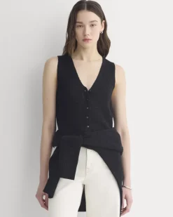 Button-Front Tank in Tape Yarn