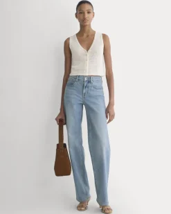 Button-Front Tank in Tape Yarn
