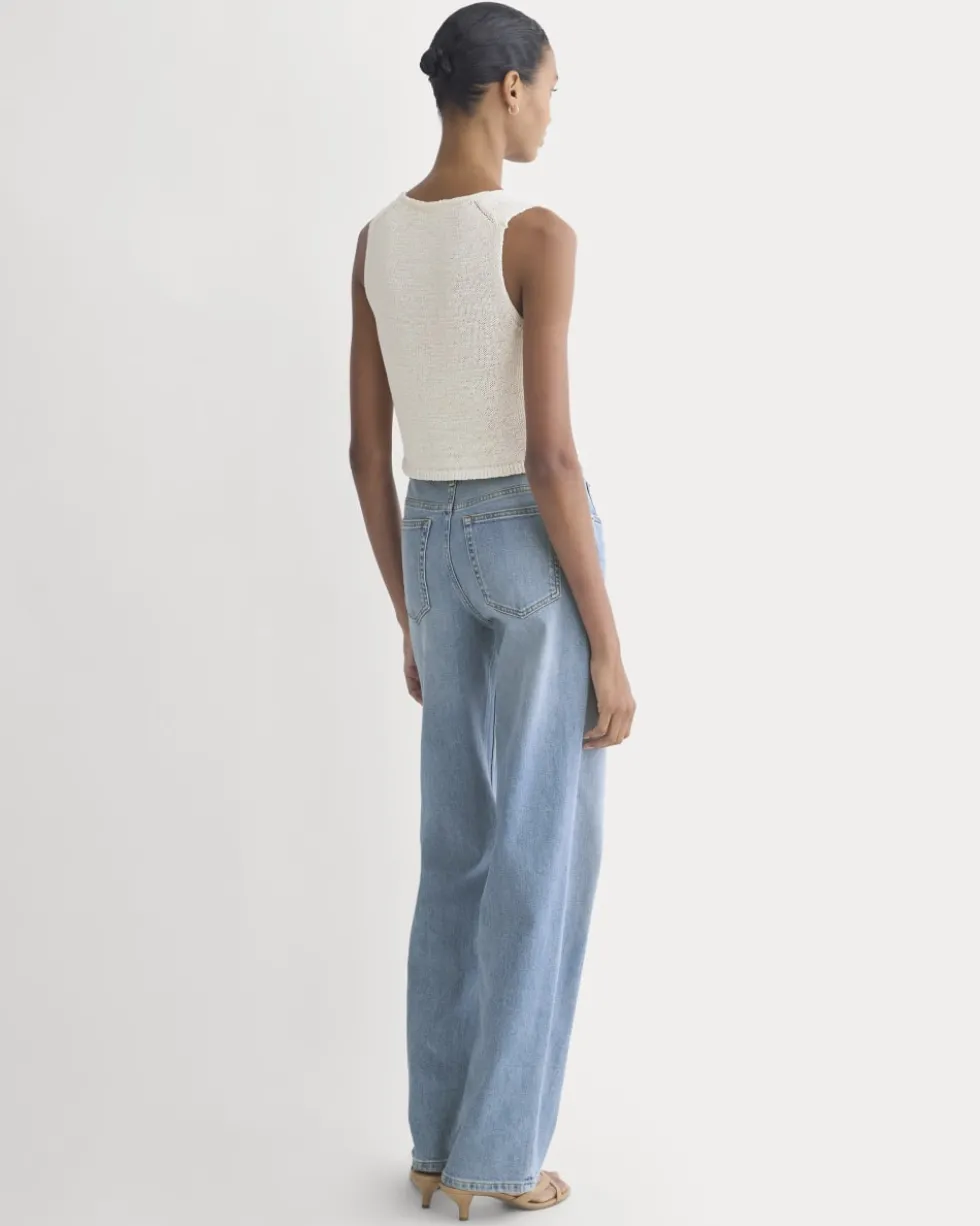Button-Front Tank in Tape Yarn