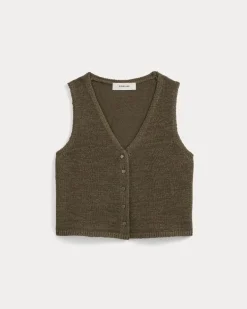 Button-Front Tank in Tape Yarn