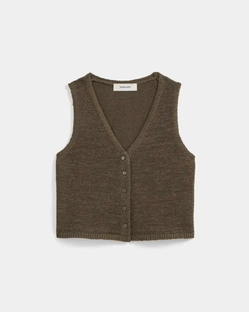 Button-Front Tank in Tape Yarn