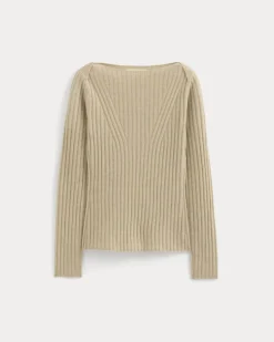 Cashmere Ribbed Boat-Neck Sweater