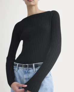 Cashmere Ribbed Boat-Neck Sweater