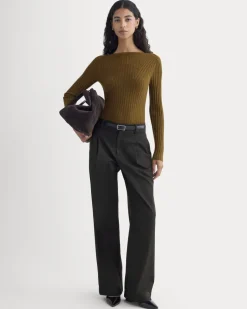 Cashmere Ribbed Boat-Neck Sweater