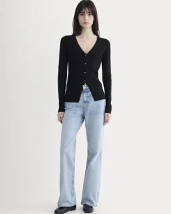 Cashmere Ribbed V-Neck Cardigan