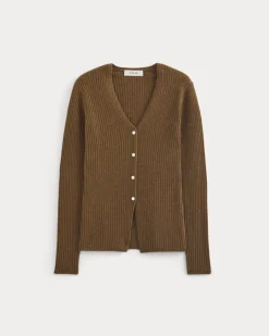 Cashmere Ribbed V-Neck Cardigan