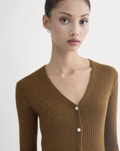 Cashmere Ribbed V-Neck Cardigan