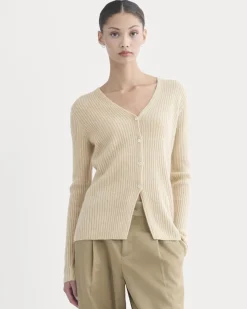 Cashmere Ribbed V-Neck Cardigan