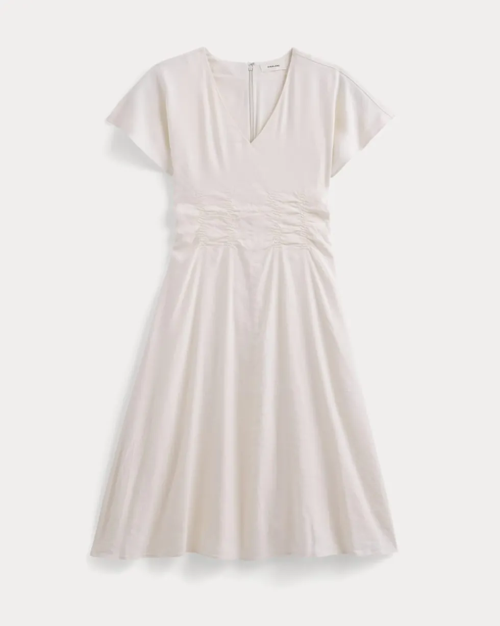 Cinched Dress in Stretch Linen