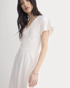 Cinched Dress in Stretch Linen