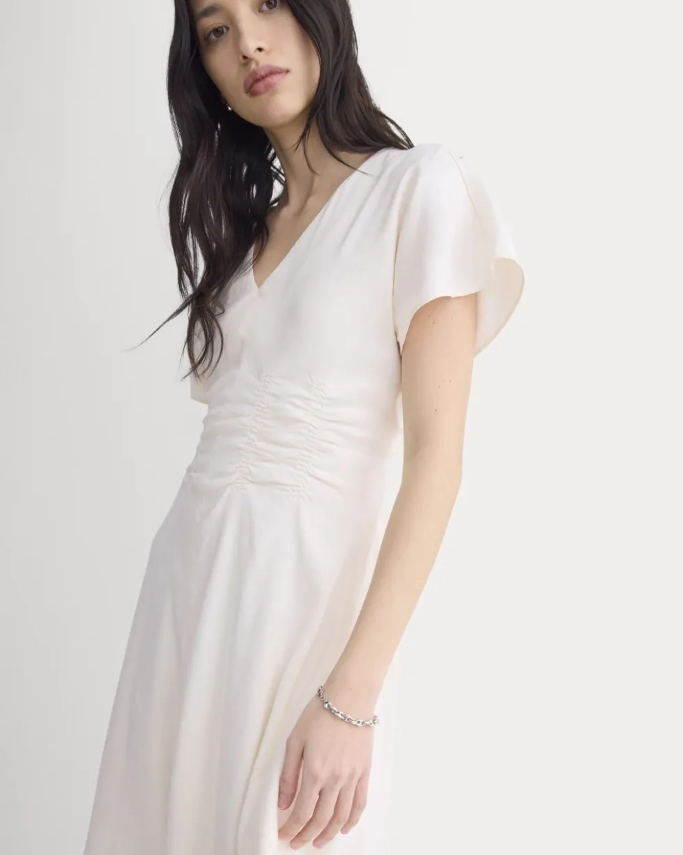 Cinched Dress in Stretch Linen