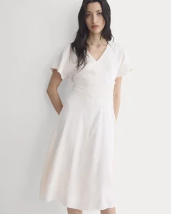 Cinched Dress in Stretch Linen