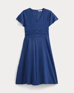 Cinched Dress in Stretch Linen