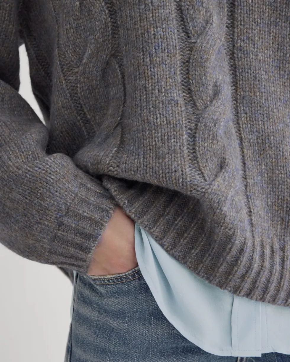 Cloud Cable V-Neck Sweater