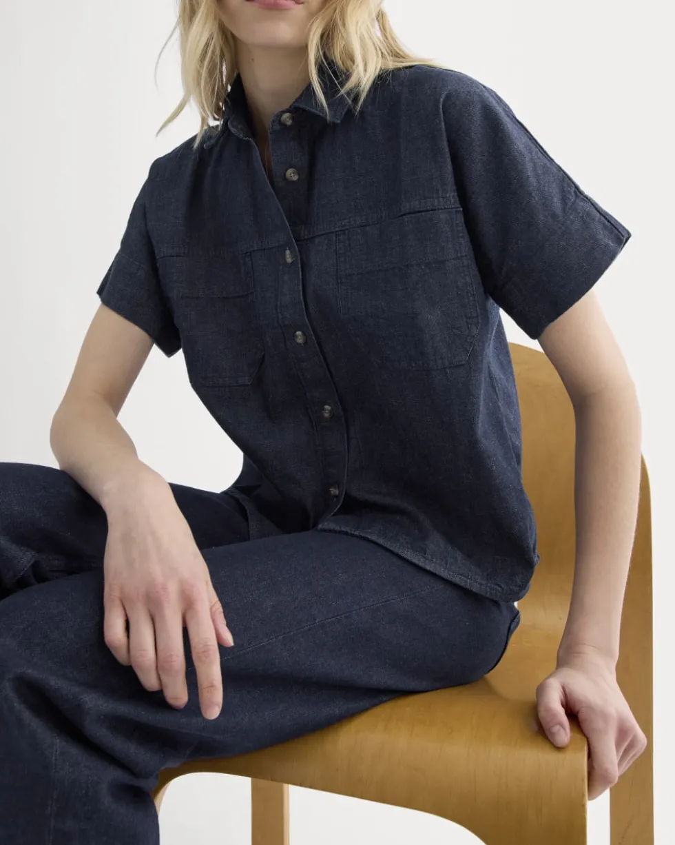 Cropped Boxy Denim Shirt
