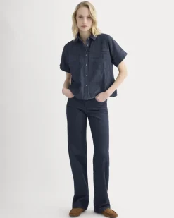 Cropped Boxy Denim Shirt