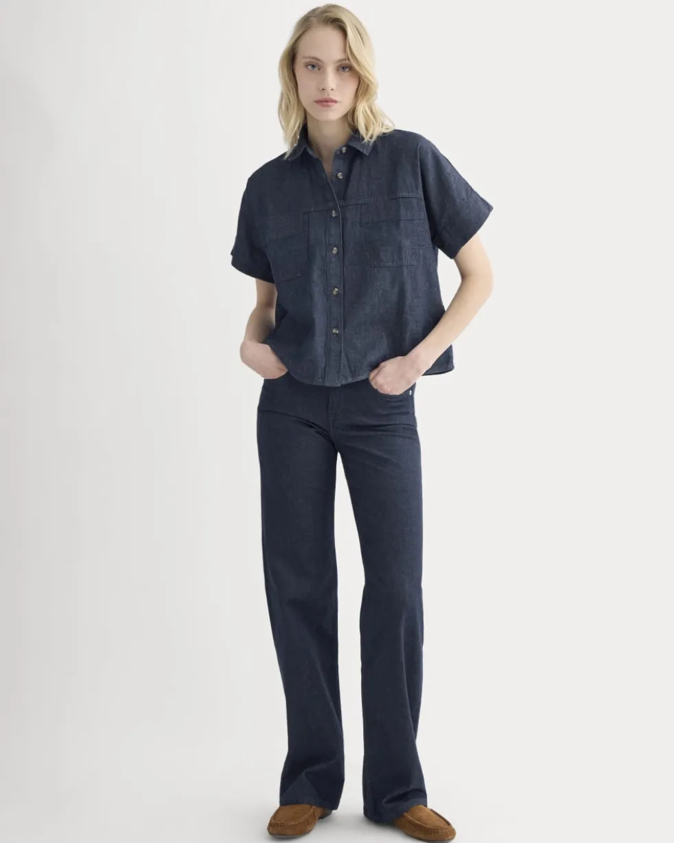 Cropped Boxy Denim Shirt