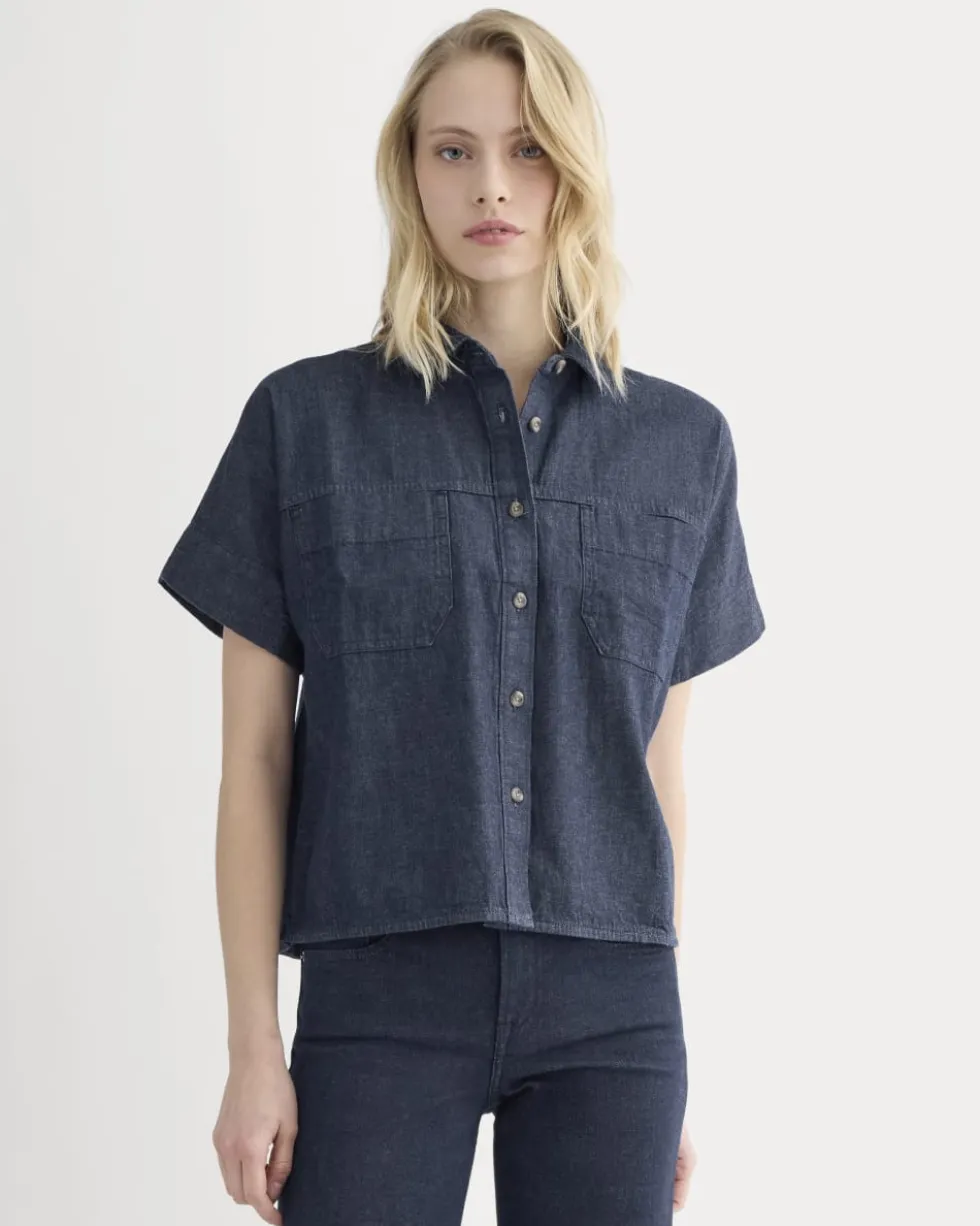 Cropped Boxy Denim Shirt