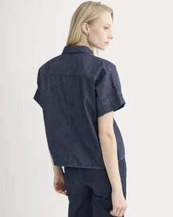 Cropped Boxy Denim Shirt
