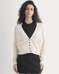 Deep V-Neck Cardigan in Cotton Merino