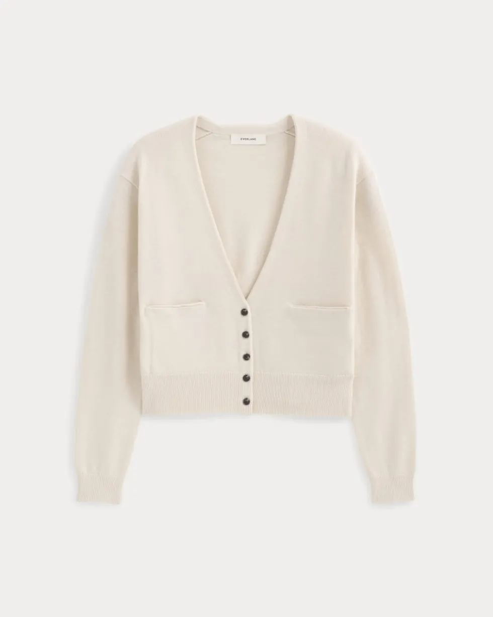 Deep V-Neck Cardigan in Cotton Merino