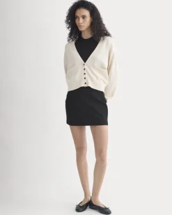 Deep V-Neck Cardigan in Cotton Merino