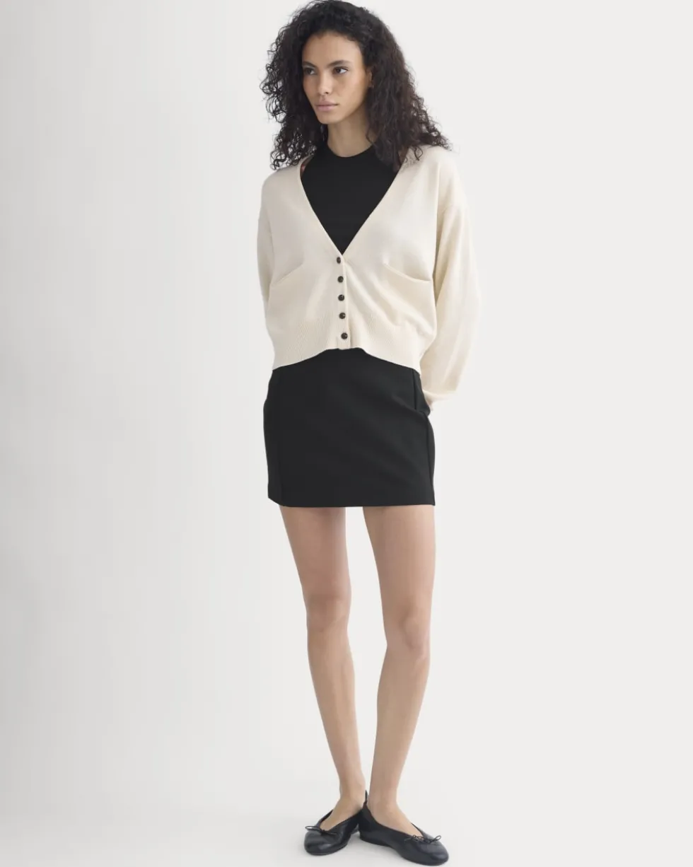 Deep V-Neck Cardigan in Cotton Merino