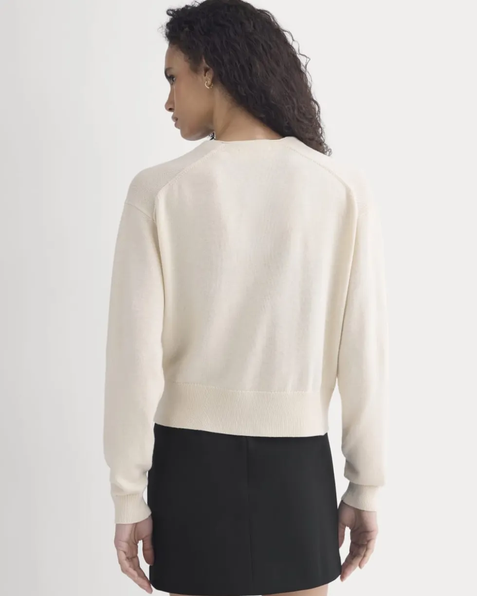 Deep V-Neck Cardigan in Cotton Merino