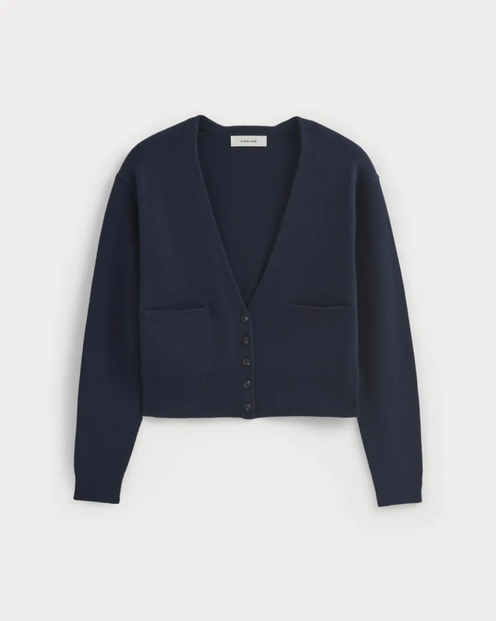 Deep V-Neck Cardigan in Cotton Merino
