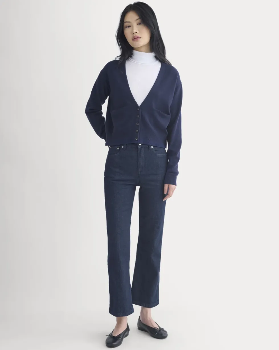Deep V-Neck Cardigan in Cotton Merino