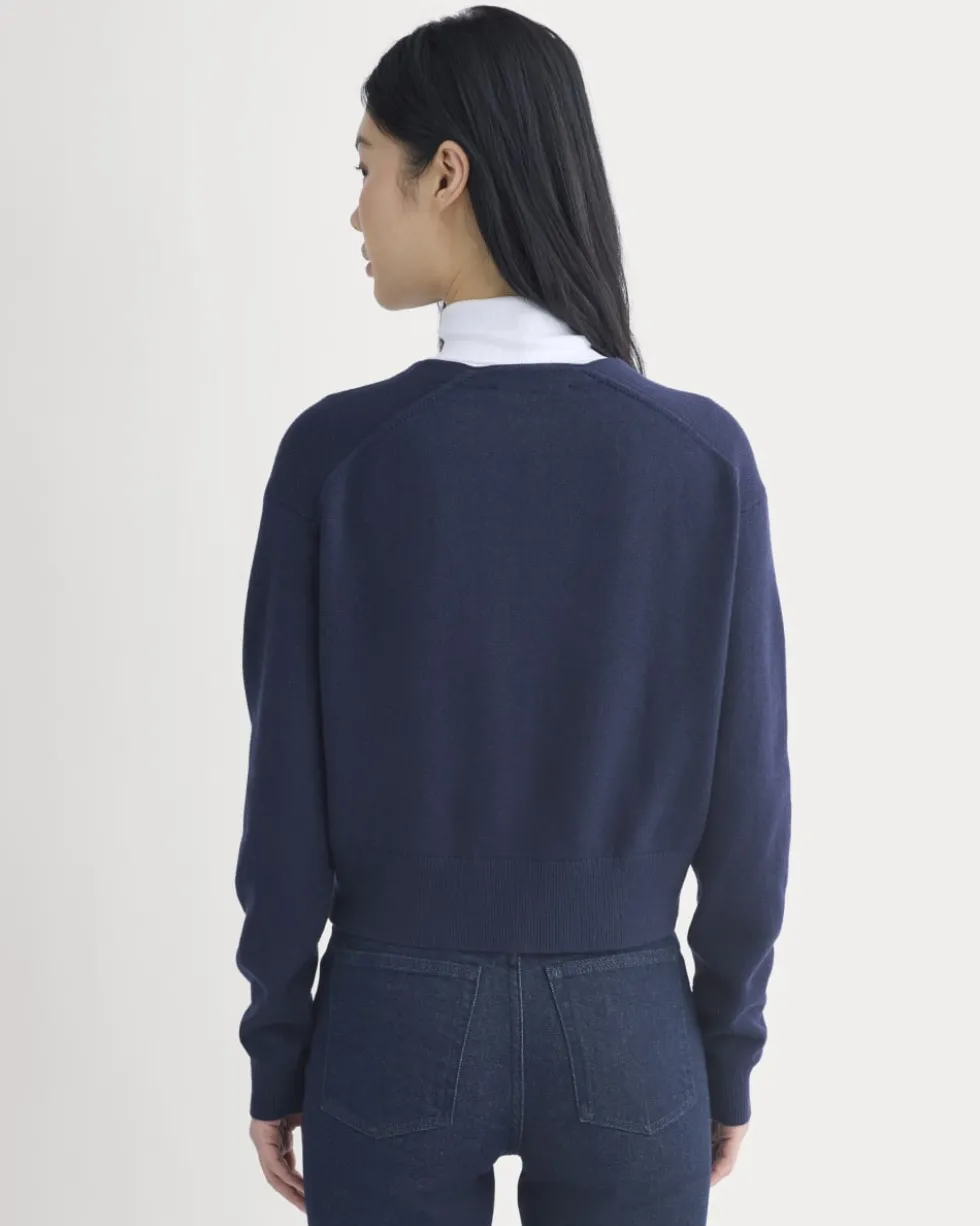 Deep V-Neck Cardigan in Cotton Merino