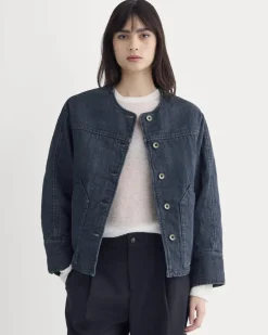 Denim Quilted Barrel Jacket