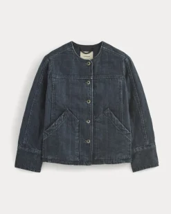 Denim Quilted Barrel Jacket