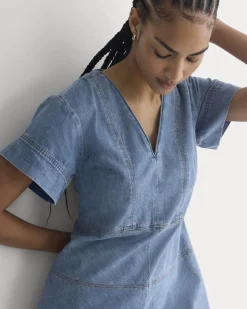 Denim Short-Sleeve Dress