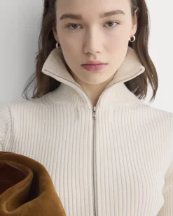 Full-Zip Ribbed Jacket in Everyday Cotton